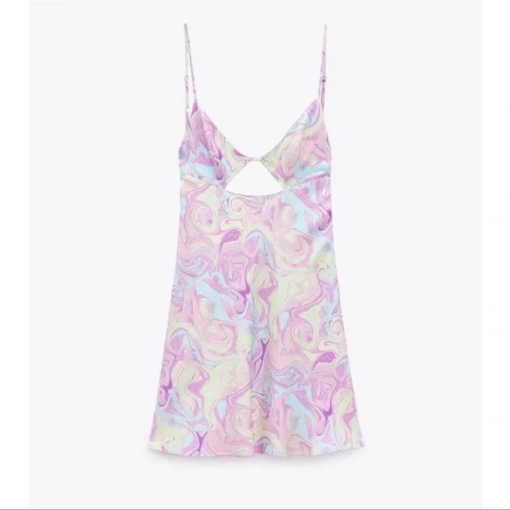 Zara Satin Effect Cut-Out Mini Dress size M - Picture 6 of 8